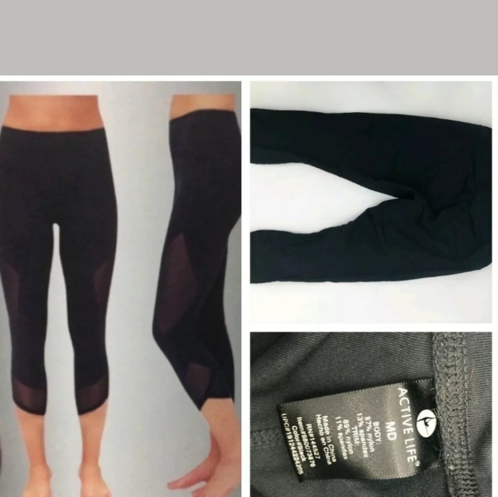 Active Life Workout Mesh Panels Leggings Black
